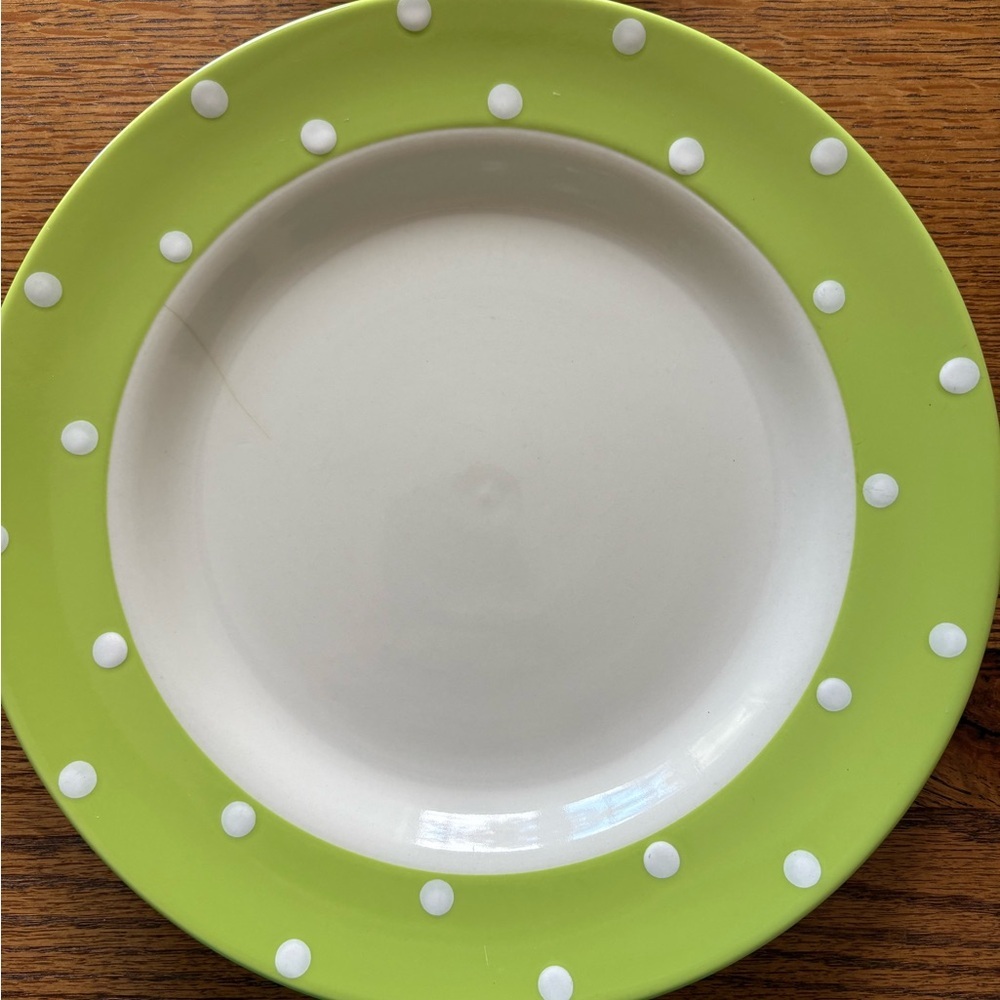 SPODE Baking Days Polka Dot Dinner Plates in Lime Green - Picture 2 of 10